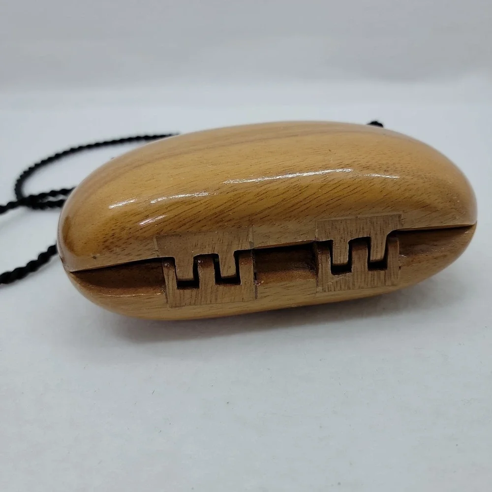 Timmy Woods Beverly Hills Handcrafted Clutch Bag Black Tassel Strap Acacia Wood